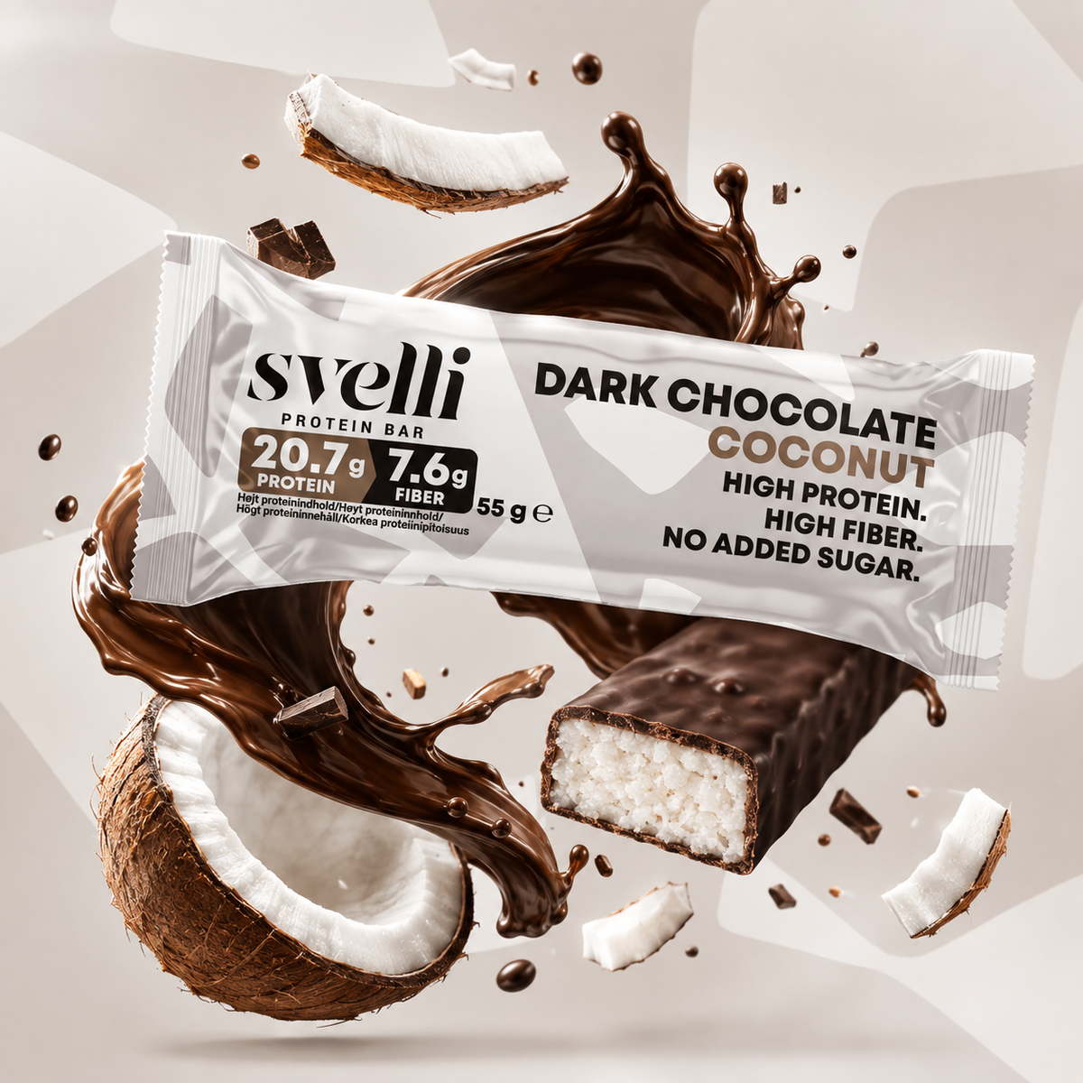 Dark Chocolate Coconut -proteiinipatukka (16 × 55 g)