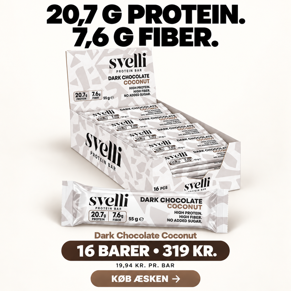 Dark Chocolate Coconut Proteinbar (16 × 55g)