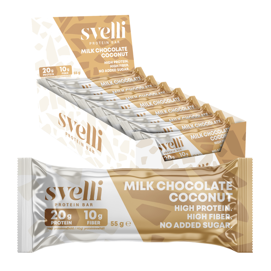 Svelli Milk Chocolate Coconut Proteinbar - Uden tilsat sukker (16 x 55g)