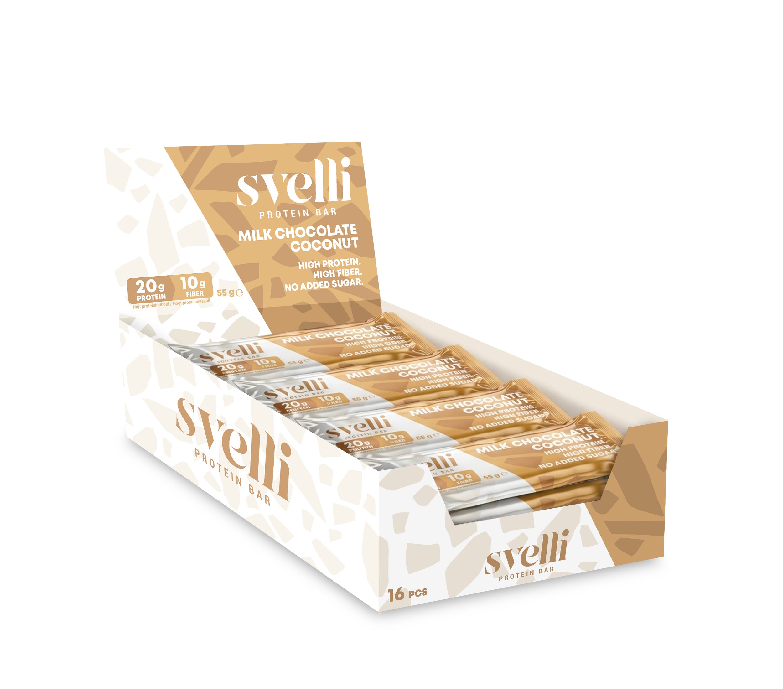Svelli Milk Chocolate Coconut Proteinbar - Uden tilsat sukker (16 x 55g)