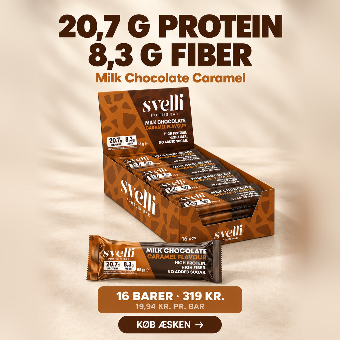 Milk Chocolate Caramel Proteinbar (16 × 55g)