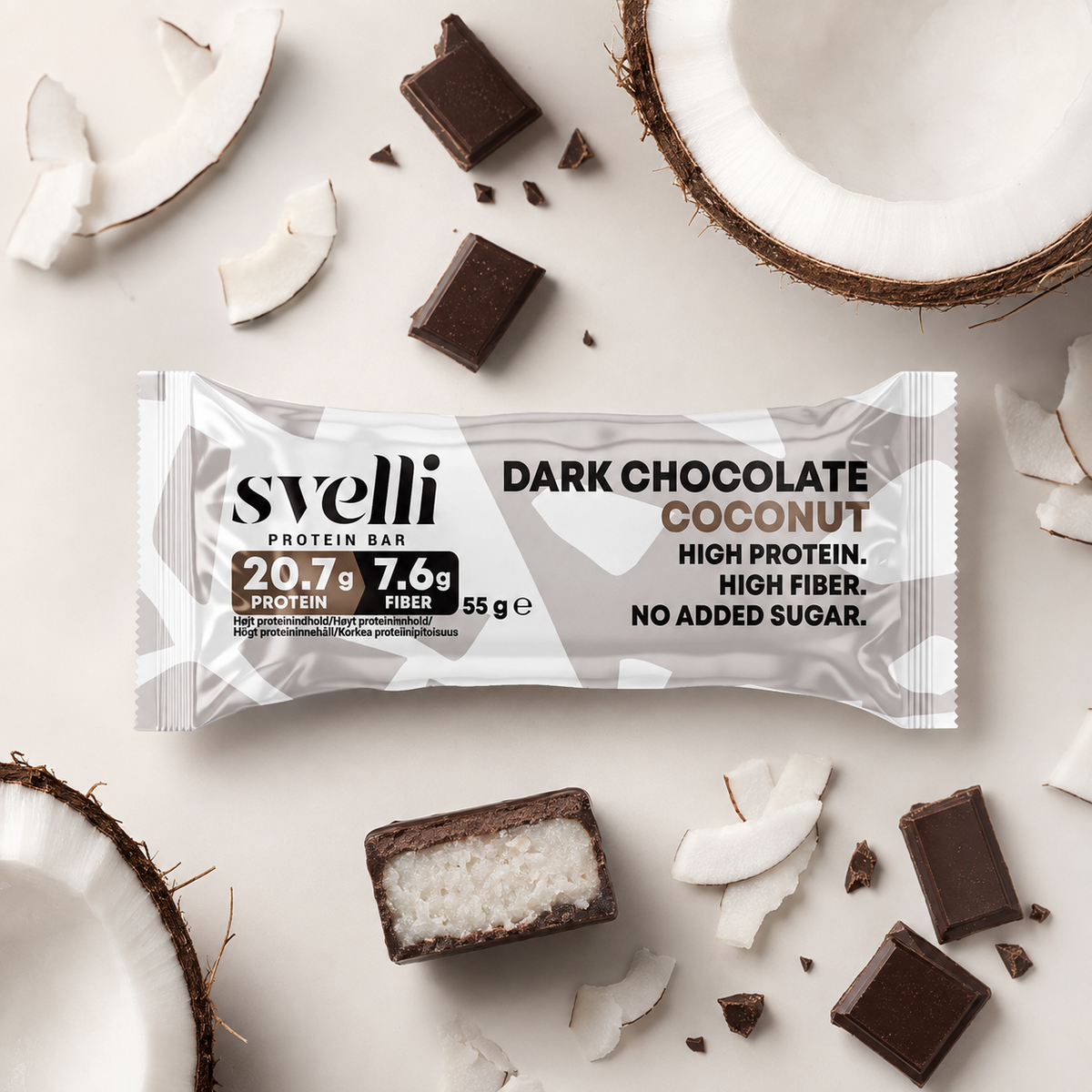 Dark Chocolate Coconut -proteiinipatukka (16 × 55 g)