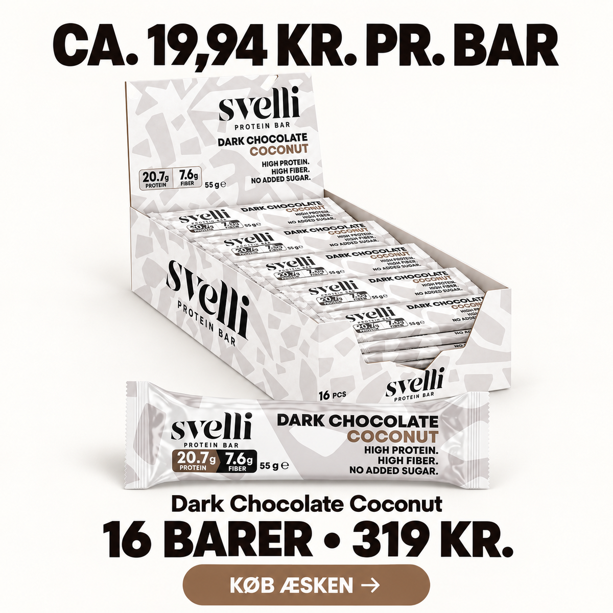 Dark Chocolate Coconut Proteinbar (16 × 55g)