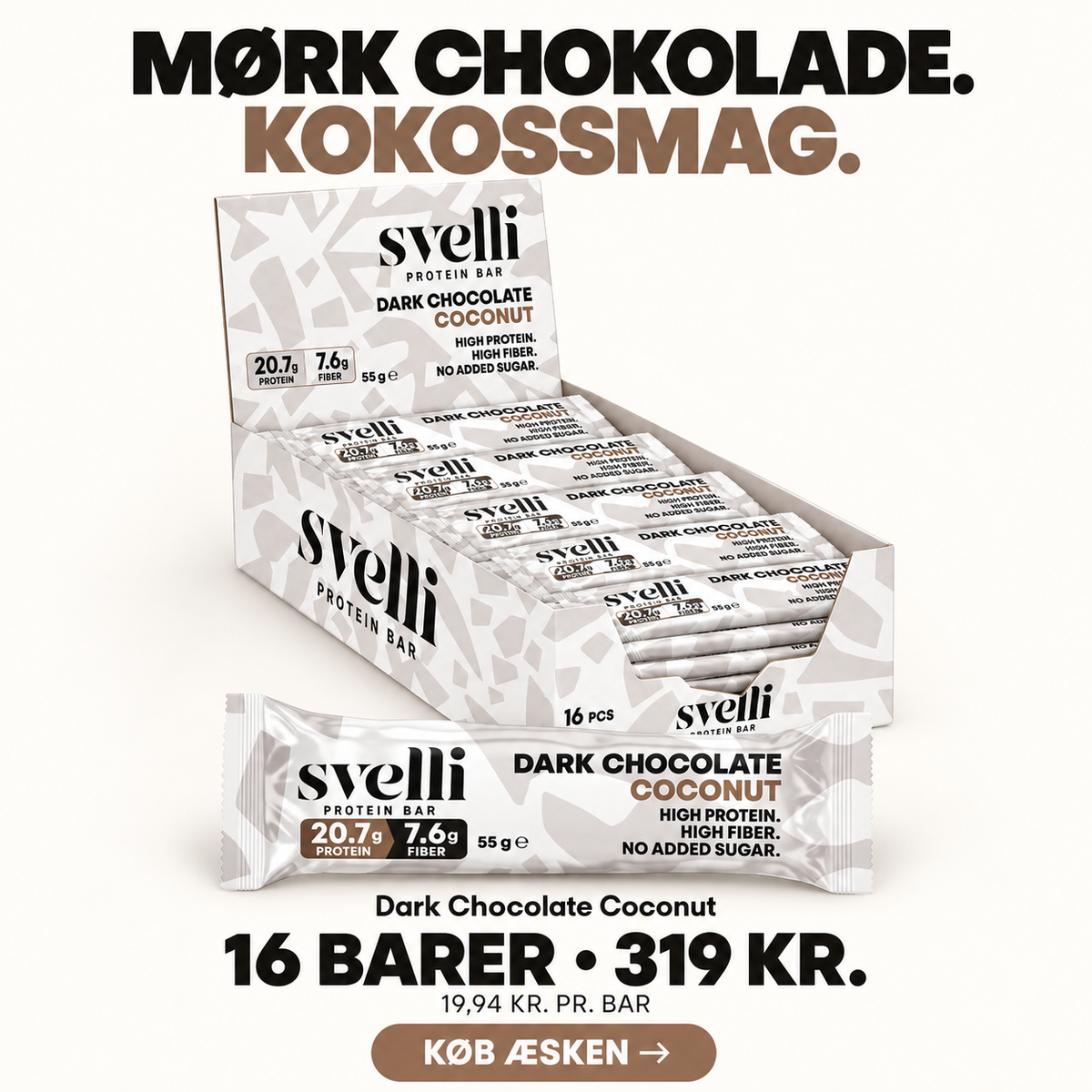 Dark Chocolate Coconut Proteinbar (16 × 55g)