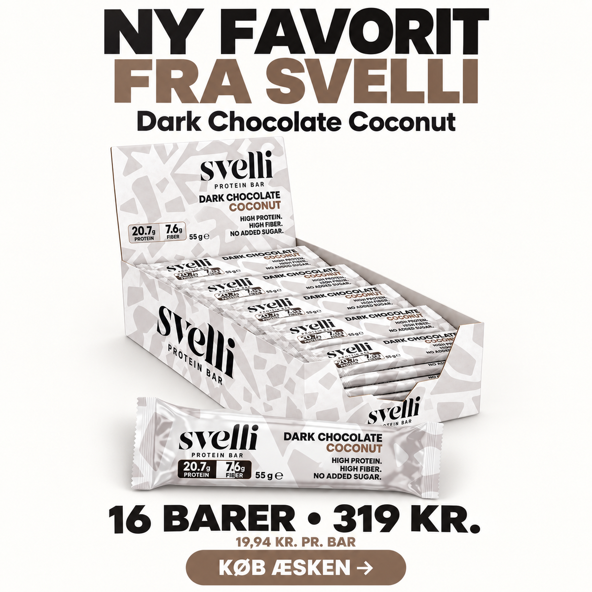 Dark Chocolate Coconut Proteinbar (16 × 55g)