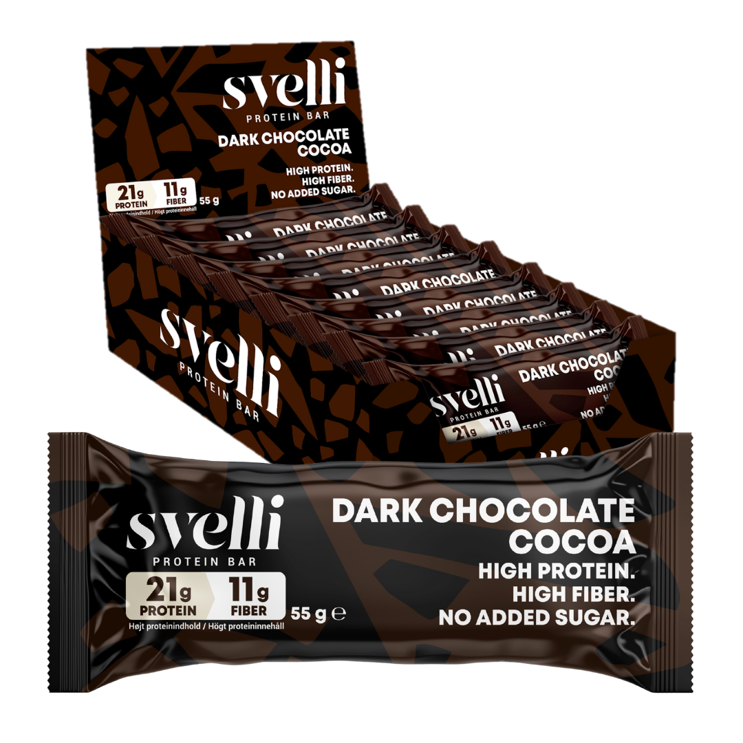 Svelli Dark Chocolate Cocoa Proteinbar - Uden tilsat sukker (16 x 55g)