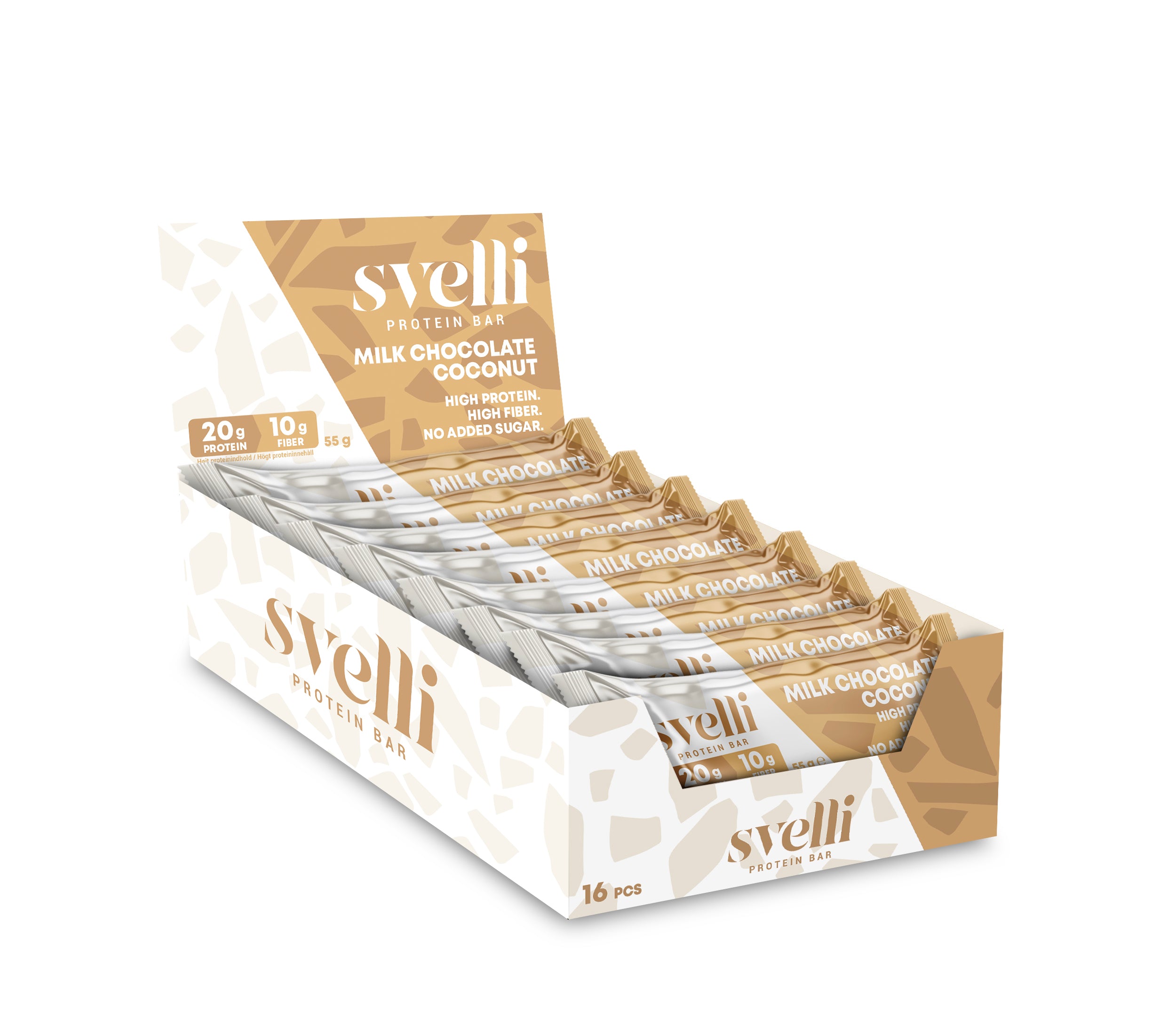 Svelli Milk Chocolate Coconut Proteinbar - Uden tilsat sukker (16 x 55g)