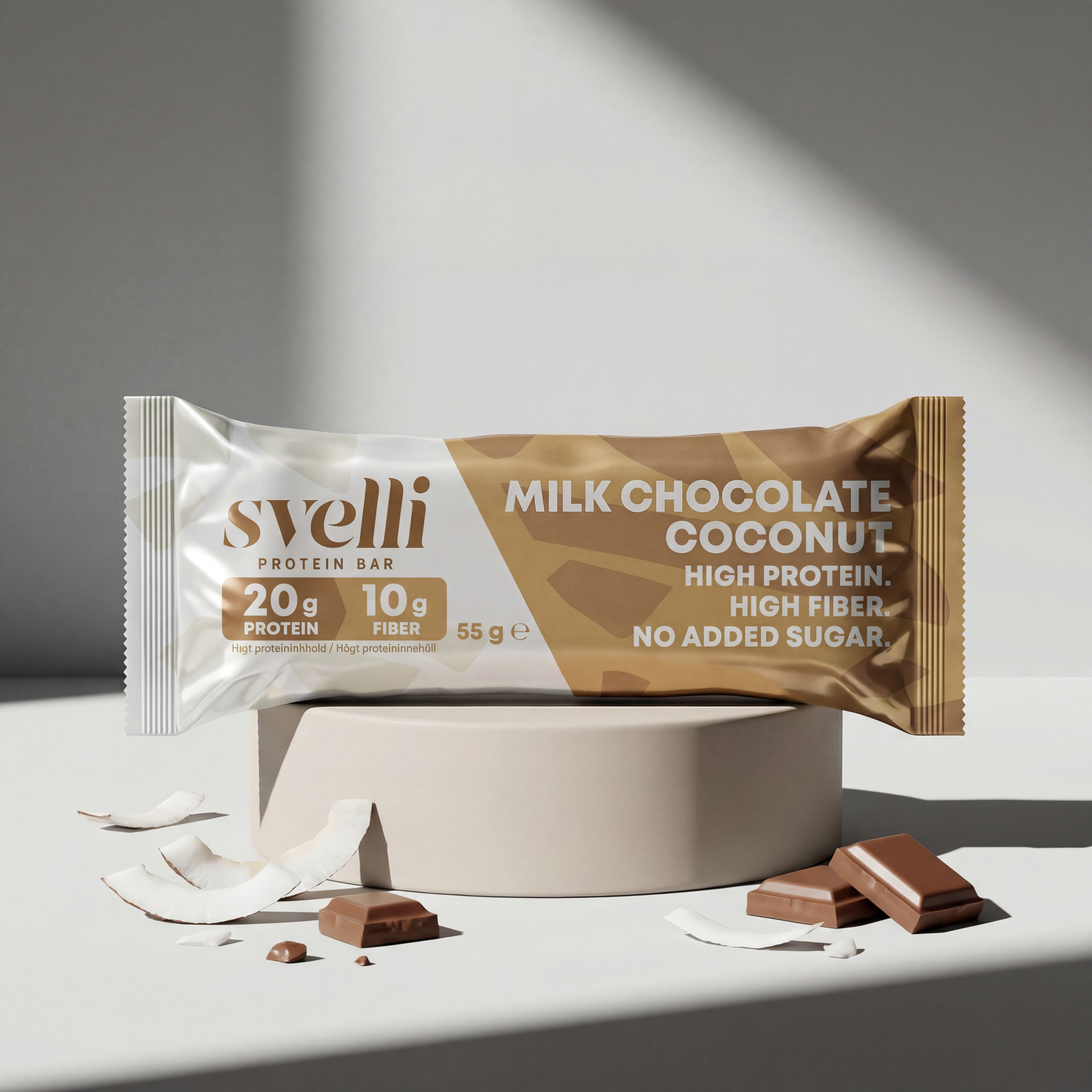 Svelli Milk Chocolate Coconut Proteinbar - Uden tilsat sukker
