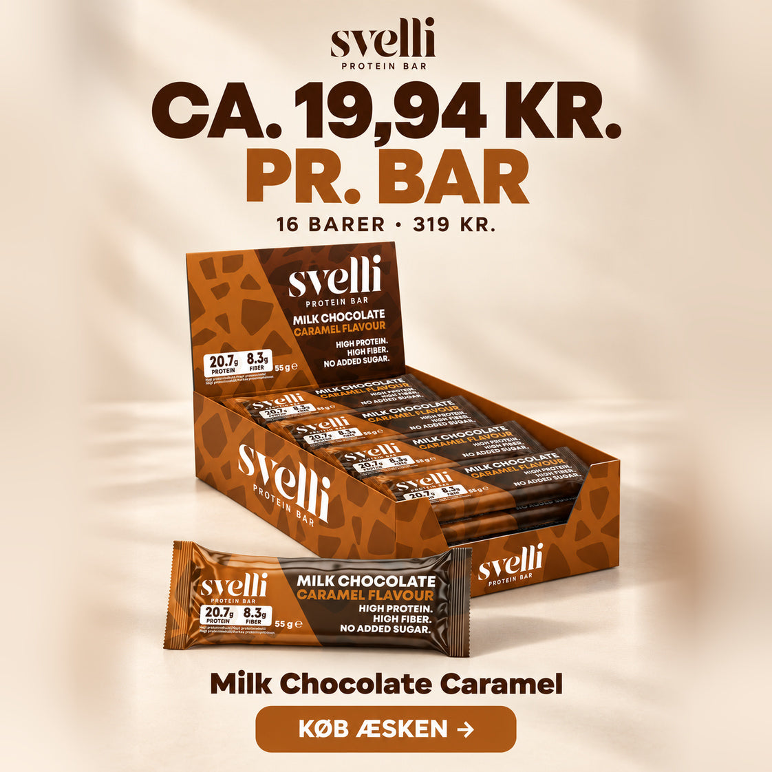 Milk Chocolate Caramel Proteinbar (16 × 55g)