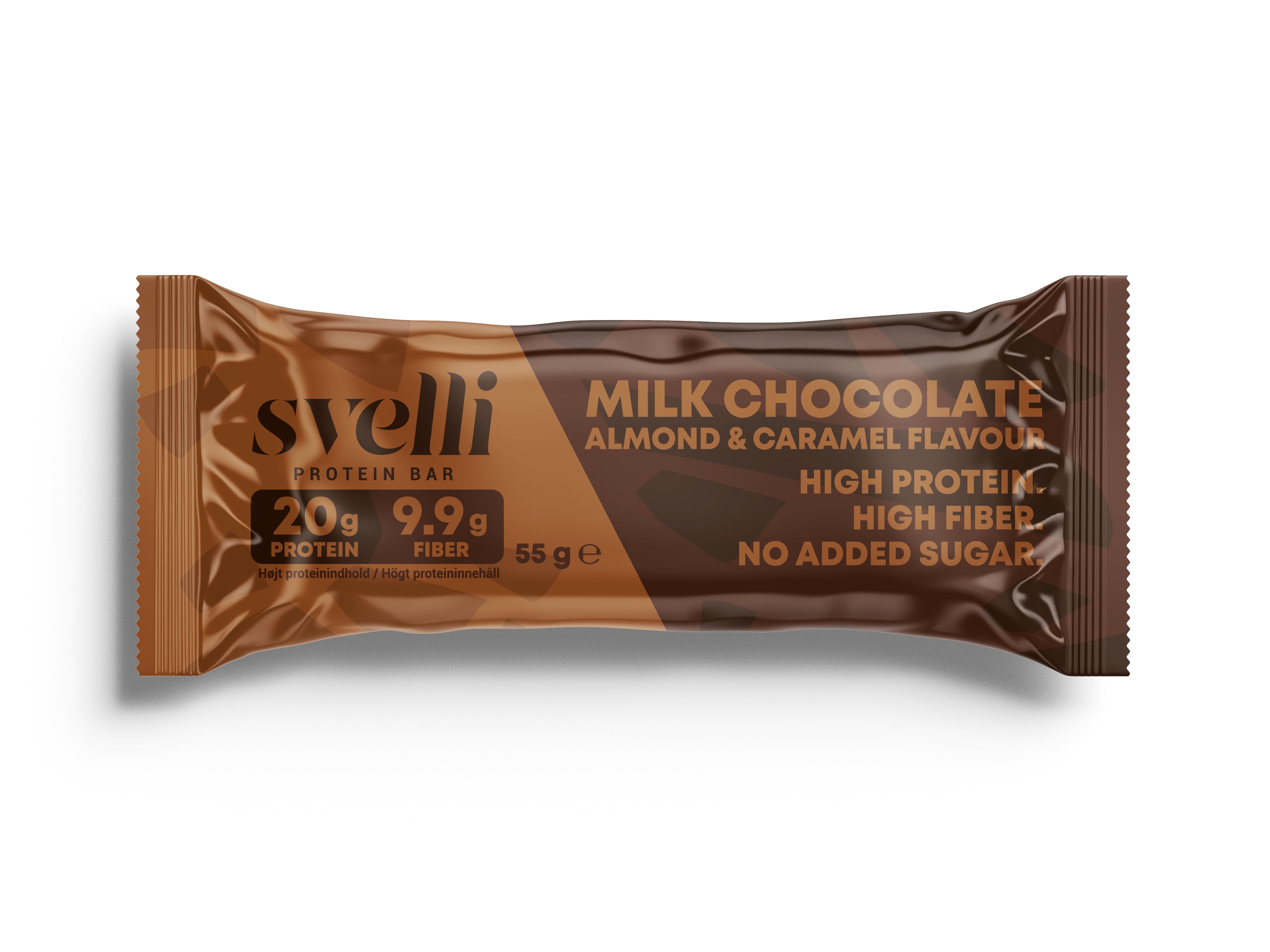 Svelli Milk Chocolate Almond & Caramel Proteinbar – Uden tilsat sukker (16 x 55g)